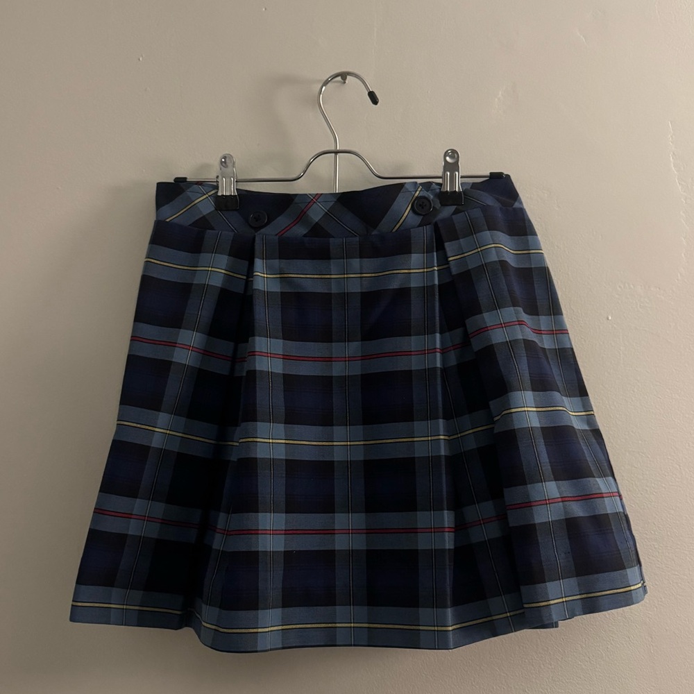 Navy Plaid A-Line Mini Skirt